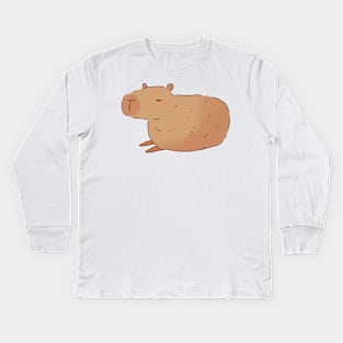 Cute sleepy capybara illustration Kids Long Sleeve T-Shirt